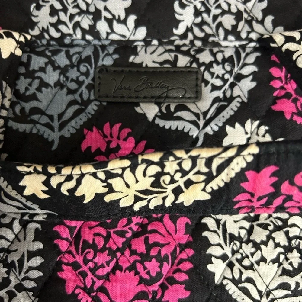 Vera Bradley black and pink foldable hanging cosmetic travel bag